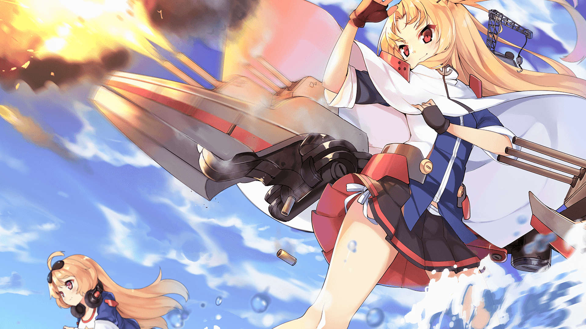 Best gacha games: Azur Lane. Image shows two anime girls in battle.