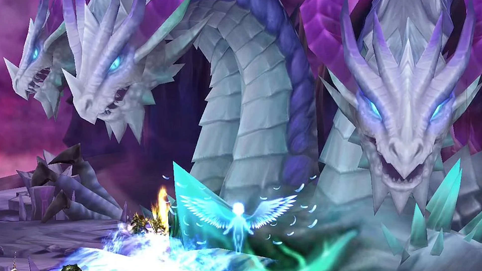 Best gacha games: Summoners War. Image shows a large three headed dragon.