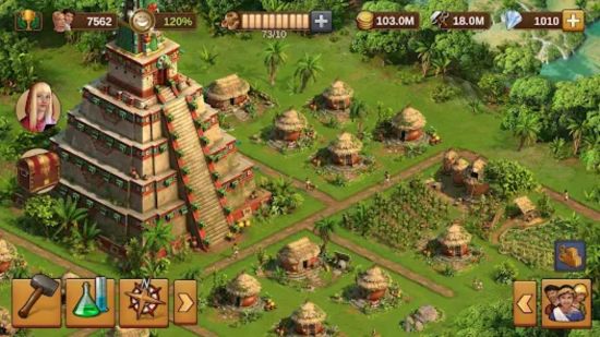 Best games like Clash of Clans: Forge of Empires. Image shows a settlement built around a large monolithic structure.