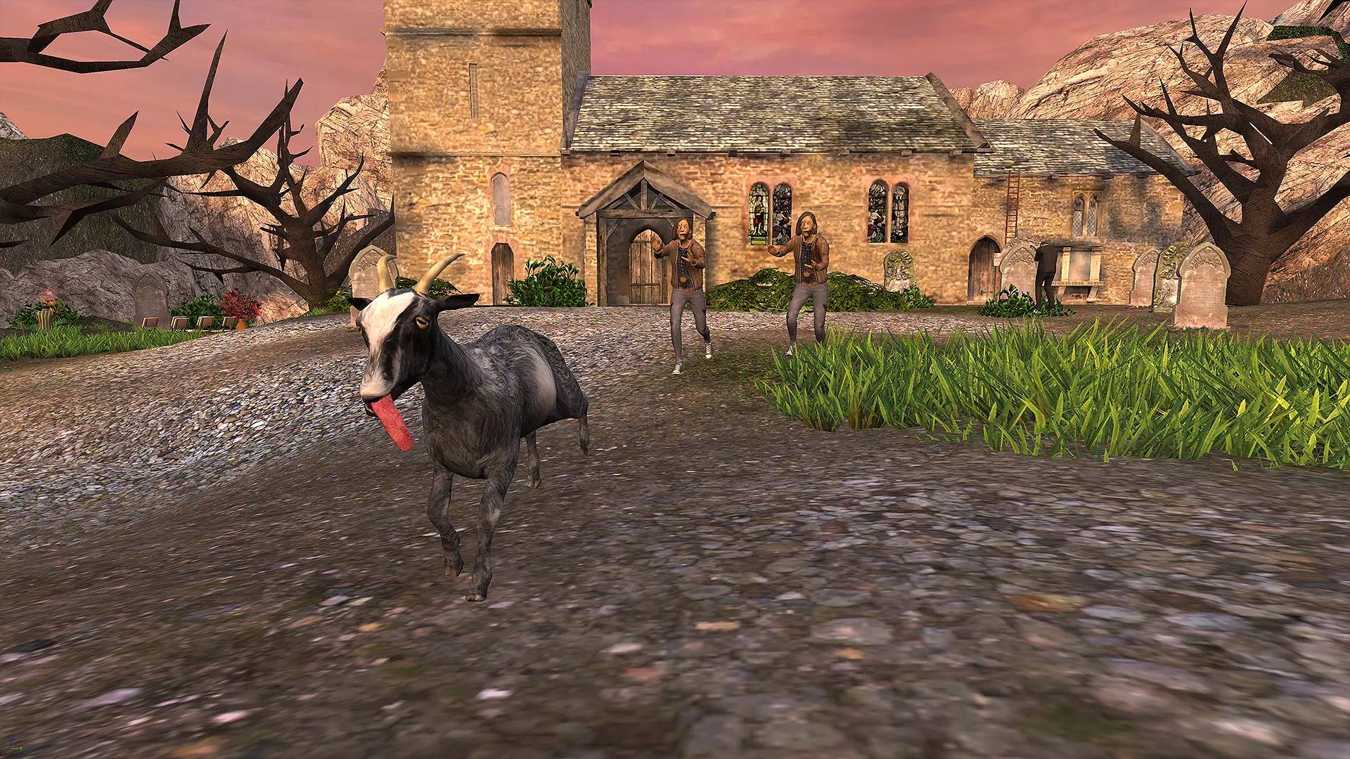 Sandbox-Spiele: Eine Ziege rennt auf die Kamera zu