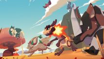 Key art of a collection of Temtem running across the screen, including Drakash from our Temtem tier list