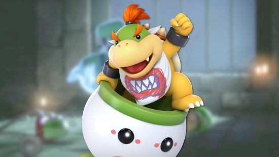 Il personaggio di Mario Bowser Jr, una piccola tartaruga dall'aspetto feroce in hovercraft con una faccina sorridente. Inoltre indossa un bavaglino con dei denti disegnati sopra