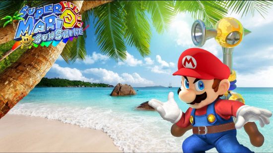 Fonds D'écran Mario : Une Image Montre Mario De Super Mario Sunshine, Contre Une Plage Ensoleillée