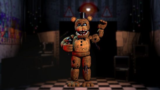 Custom image of Withered Freddy in a Five Nights location for FNAF Freddy guide