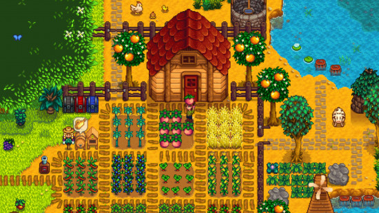 Screenshot of picking melons on the farm in Stardew Valley for best iPad games guide