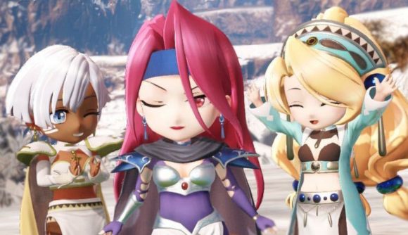 Atelier Marie Remake review: Mu, Kirie, and Marlone celebrating together after completing a battle,