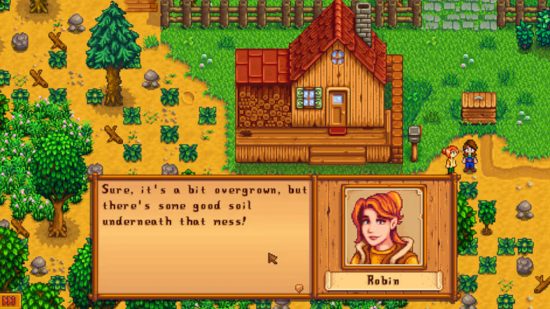 Meeting Robin for the first time at the farm for Stardew Valley Switch review