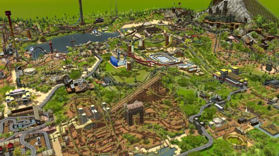 View of a massive park from RollerCoaster Tycoon 3 for theme park games guide