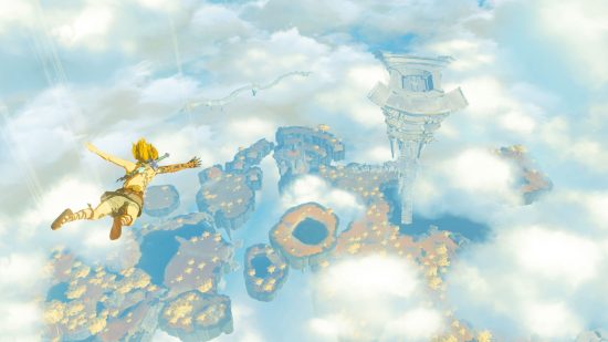 best Zelda games - Link falling through the skies of Tears of the Kingdom