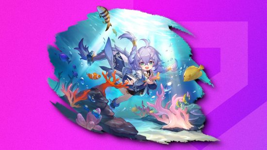 Honkai Star Rail characters - Bailu against a purple background with the Pocket Tactics logo on it