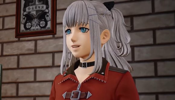 Kingdom Hearts Missing Link release date - a girl with grey hair and a red coat looks off screen
