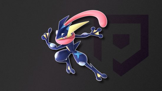 Dark Pokemon: Greninja outlined in white and pasted on a dark background