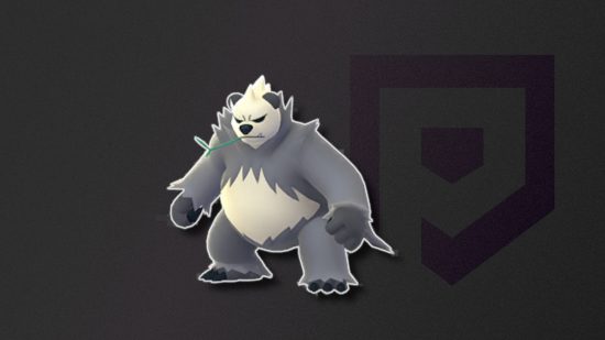 Dark Pokemon: Pangoro outlined in white and pasted on a dark background
