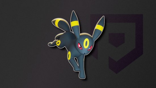 Dark Pokemon: Umbreon outlined in white and pasted on a dark background