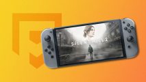 Silent Hill 2 on a Nintendo Switch against a yellow background with the Pocket Tactics logo on it