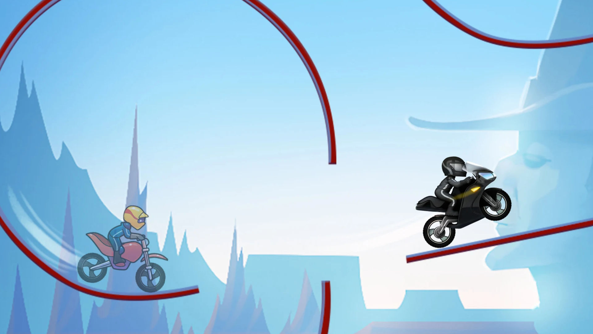 Screenshot of two bikes racing in Bike Race Pro for best motorbike games guide