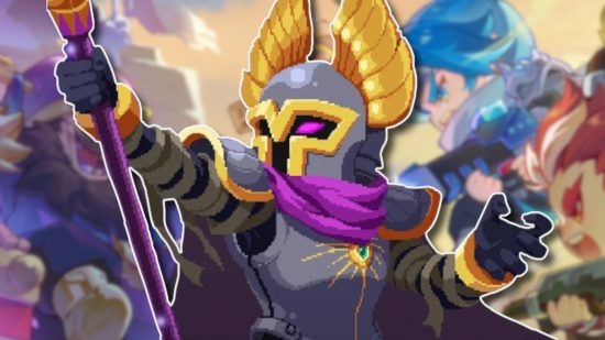Soul Knight codes: The Arcane Knight art outlined in white and pasted on a marketing artwork