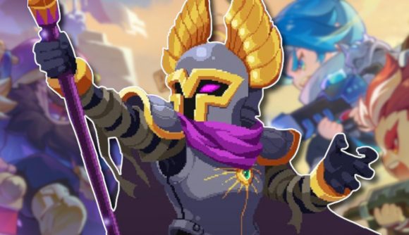 Soul Knight codes: The Arcane Knight art outlined in white and pasted on a marketing artwork