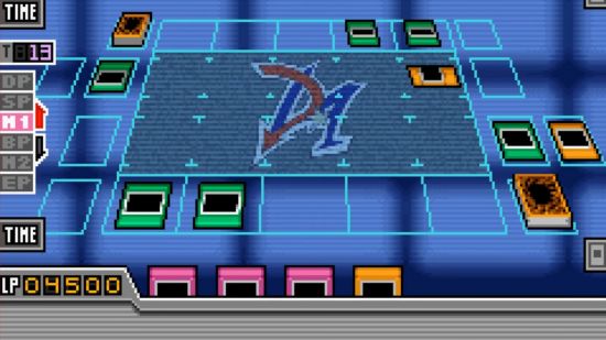 Screenshot of Yu-Gi-Oh! GX Duel Academy with a field full of cards for best GBA games guide