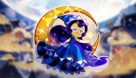 Custom image for Cookie Run: Kingdom tier list with Moonlight Cookie on a lunar background