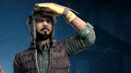 Dead by Daylight character Jake with his hand to his head in winter gear