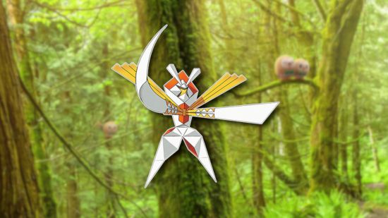 Gras-Pokémon: Kartana auf einem grasbewachsenen Hintergrund