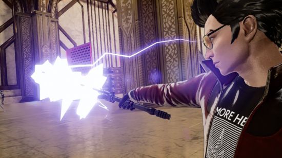 Screenshot of Travis brandishing his weapon in No More Heroes 3 for best hack-and-slash games guide
