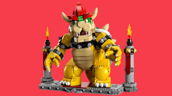Custom image of the Lego Mario Bowser set on a red background