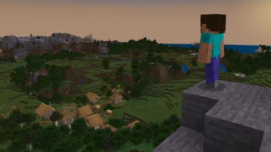 Screenshot of Steve looking over the open world in Minecraft for best open world games guide