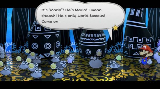 Screenshot for Paper Mario: The Thousand-Year Door review with Punies discussing Mario's appearance