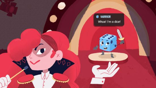 Screenshot of Dicey Dungeons for best roguelike games guide with Lady Luck and a dice warrior