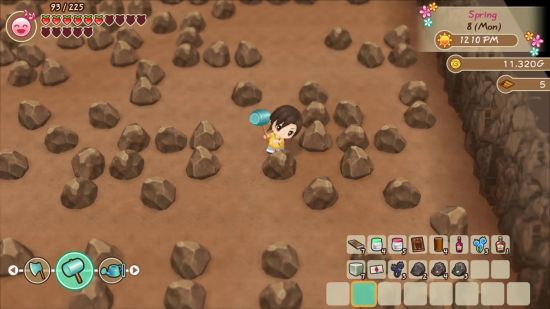 Harvest Moon games - a Story of Seasons friends of mineral town character mining in a cave