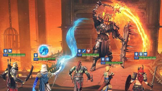 Best browser games - Raid: Shadow Legends. A screenshot shows a group of characters in battle with a fiery foe.