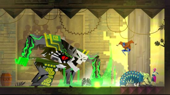 Screenshot of taking on a boss in Guacamelee! for best PS Vita games guide