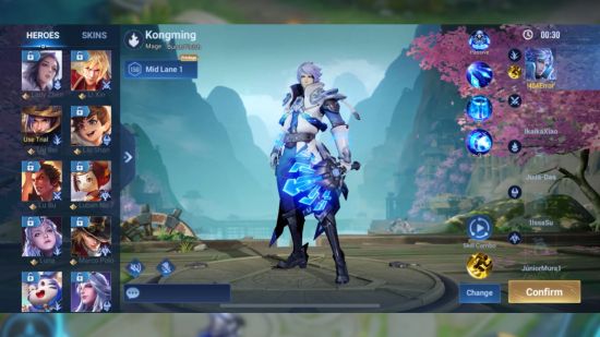 Honor of Kings interview: A screenshot of Kongming's in-game character menu and model