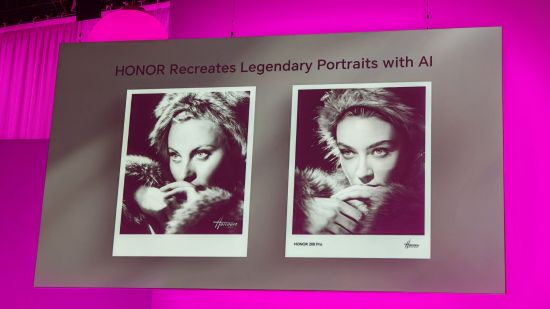 Custom image for Honor Studio Harcourt collaboration presentation with an example of portrait effects on screen