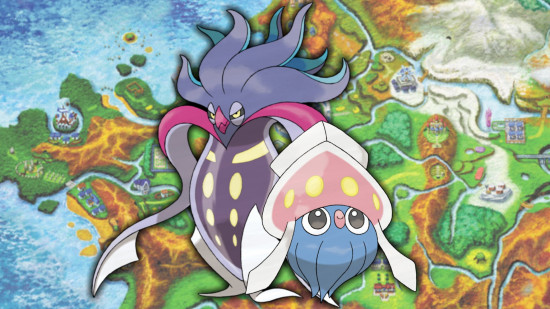 How to evolve Inkay - Malamar and Inkay in front of a map of Kalos
