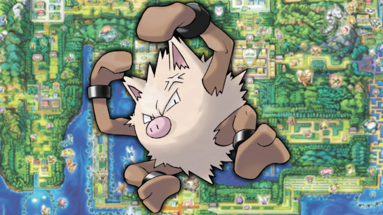 How to evolve Primeape - Primeape in front of a map of Kanto