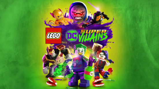 Lego games: Key art for DC Super-Villains on an acid-green background