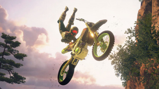 Screenshot of someone pulling off a trick in Moto Racers 4 for best motorbike games guide