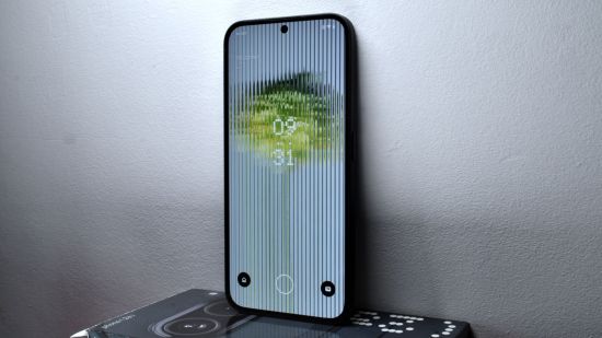 Custom image for Nothing Phone (2a) review showing a different lock screen for the phone indoors