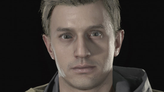 Resident Evil Village characters: An image of Ethan Winters' face.