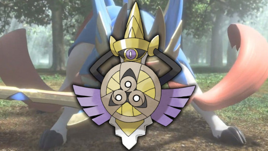 Steel Pokemon weakness aegislash shield form in front of a pokemon with a sword