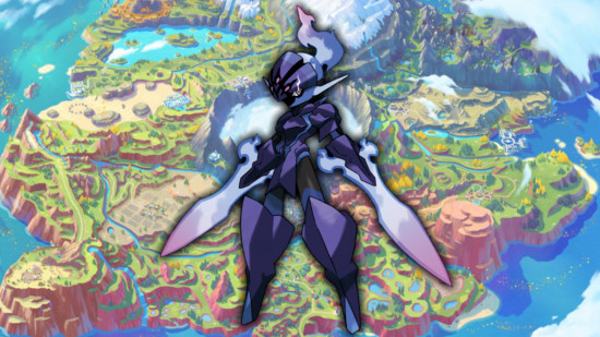 Strongest Pokemon - Ceruledge in front of a map of Paldea