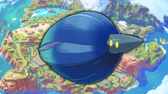 Strongest Pokemon - Glimmora in front of a map of Paldea