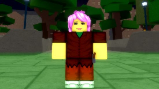 RE XL codes - a character in the roblox game wearing a brown outfit