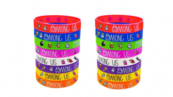 Custom image for Among Us toys guide showing a bunch of Among Us wristbands