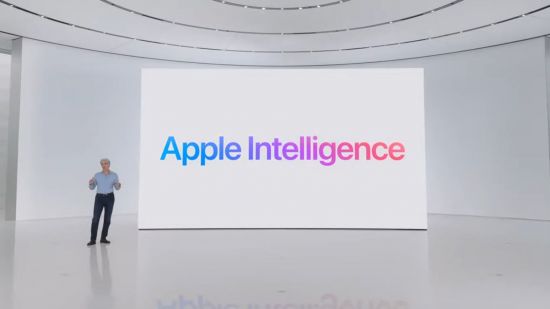 Screenshot of Craig Federighi revealing Apple Intelligence at WWDC 2024