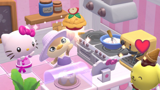 Screenshot of making a lovley pie in Hello Kitty Island Adventure for best Apple Arcade games guide