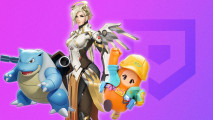 best free Switch games - characters from three games on a purple background